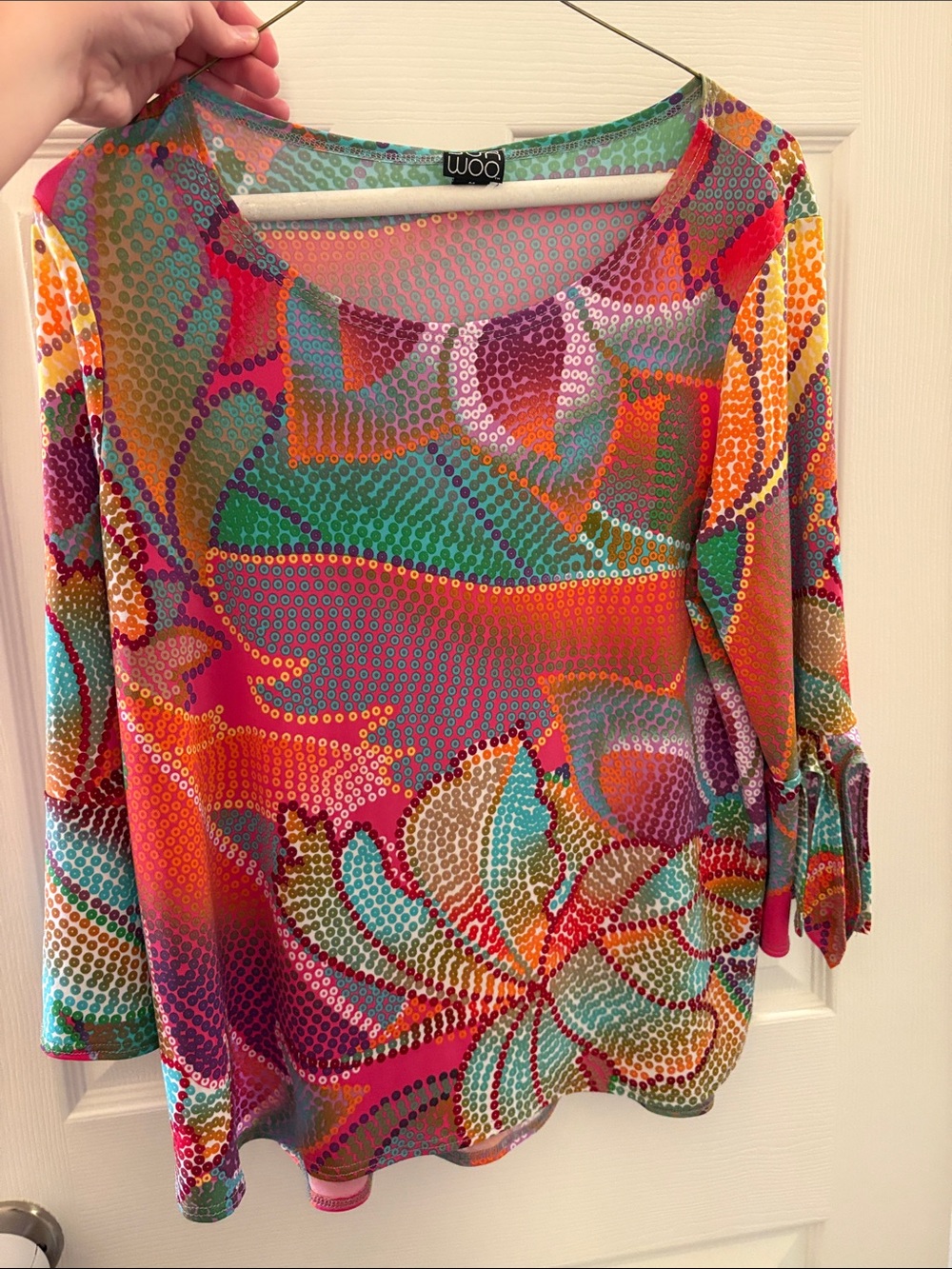 LARA Multicolor Floral Dot-Print Tunic Top